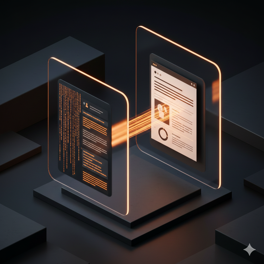 Advanced benchmarking dashboard comparing multiple AI model outputs with orange data highlights.